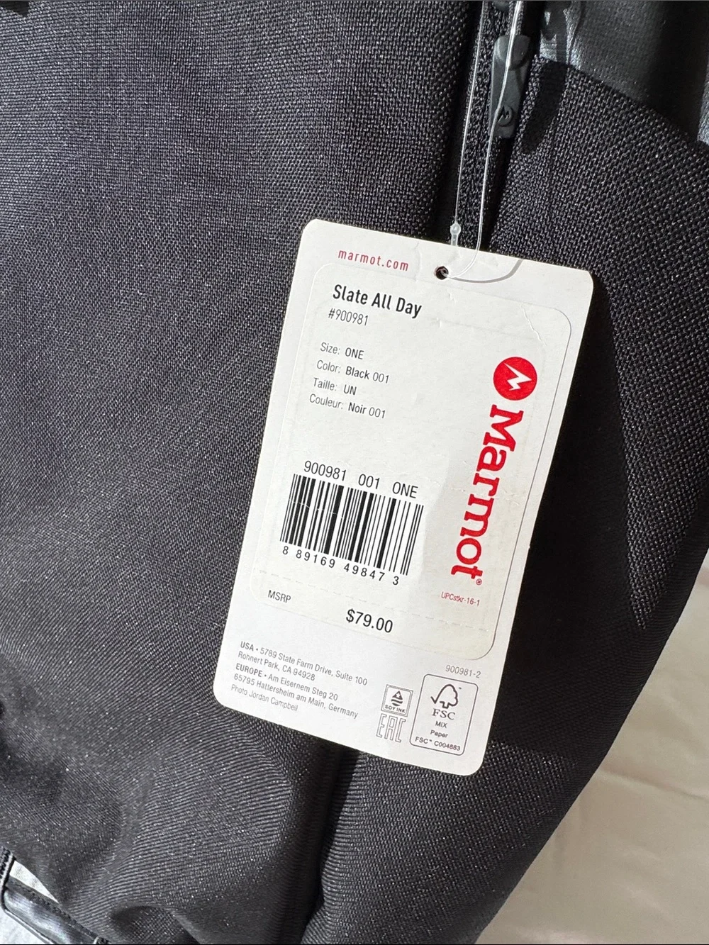 Marmot Black Roll-Top Men's Backpack
